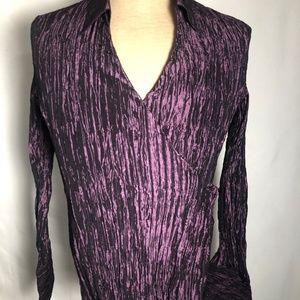 Womens Purple Krinkle Blouse. Size Large. Rickis.